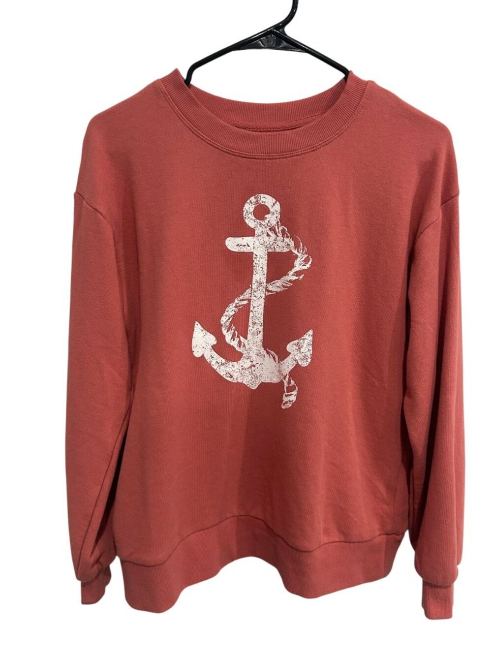C&C California Small Anchor Graphic Pullover Sweatshirt Rust Red Retro Nautical